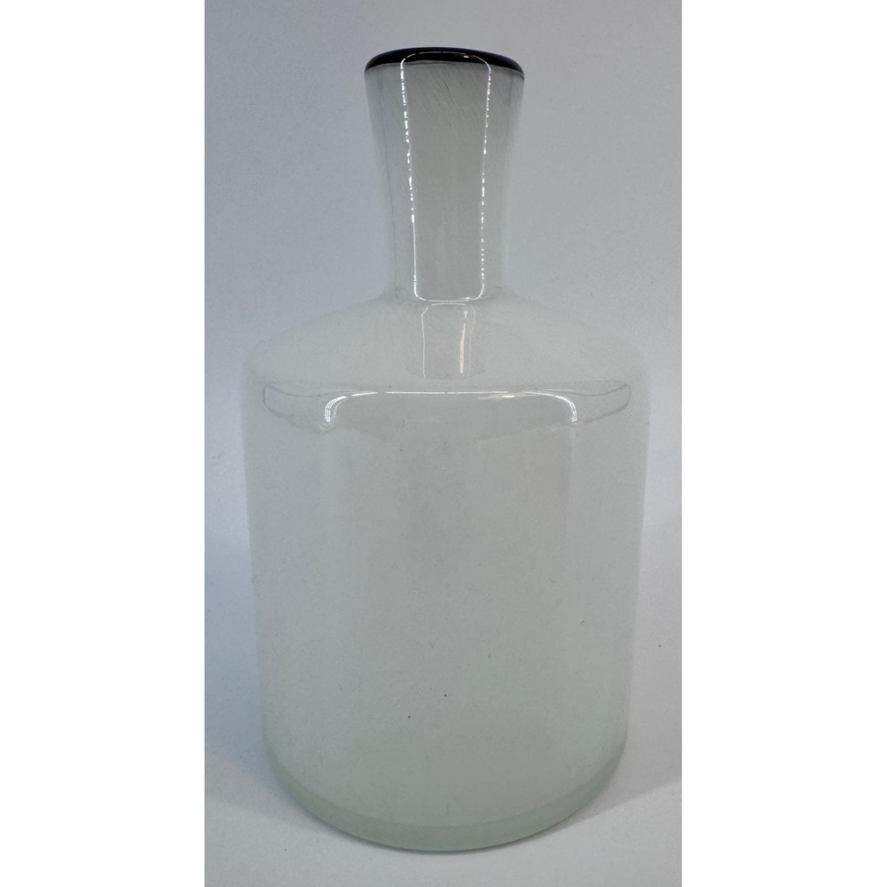 Harmony Frosted Glass Vase with Black Rim Handmade Modern Decor TC Home 6" NWOT - Picture 3 of 10